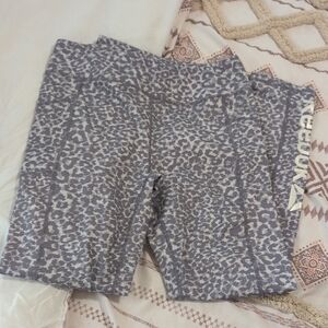 Reebok Gray Leopard Print Workout Shorts